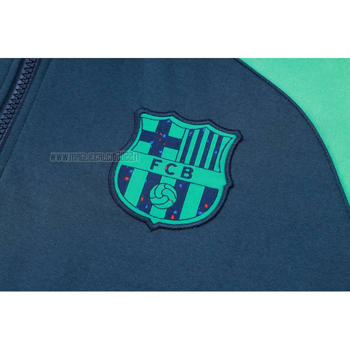 Tuta da Track de Felpa del Barcellona Bambino 2023-2024 Blu y Verde